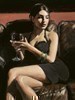Image: Tess on Leather Couch by Fabian Perez | Limited Edition on Canvas